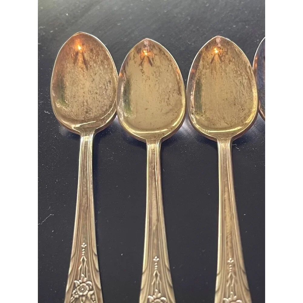 Newport Silver Plated Demi-Tasse Spoon Set Vintage Monogram Area